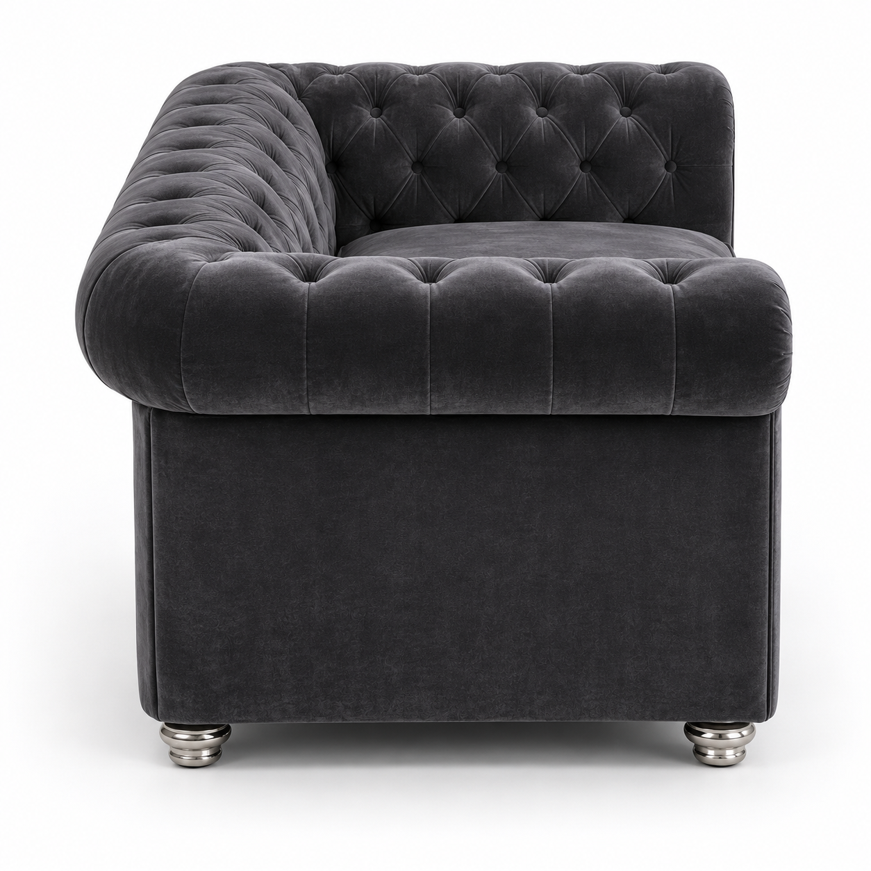 Olympia Chesterfield 2 Seater Plush Velvet Dark Grey Sofa 2