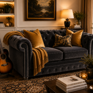 Olympia Chesterfield 2 Seater Plush Velvet Dark Grey Sofa 5