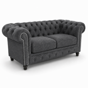 Olympia Chesterfield 3 Seater Chenille Dark Grey Sofa