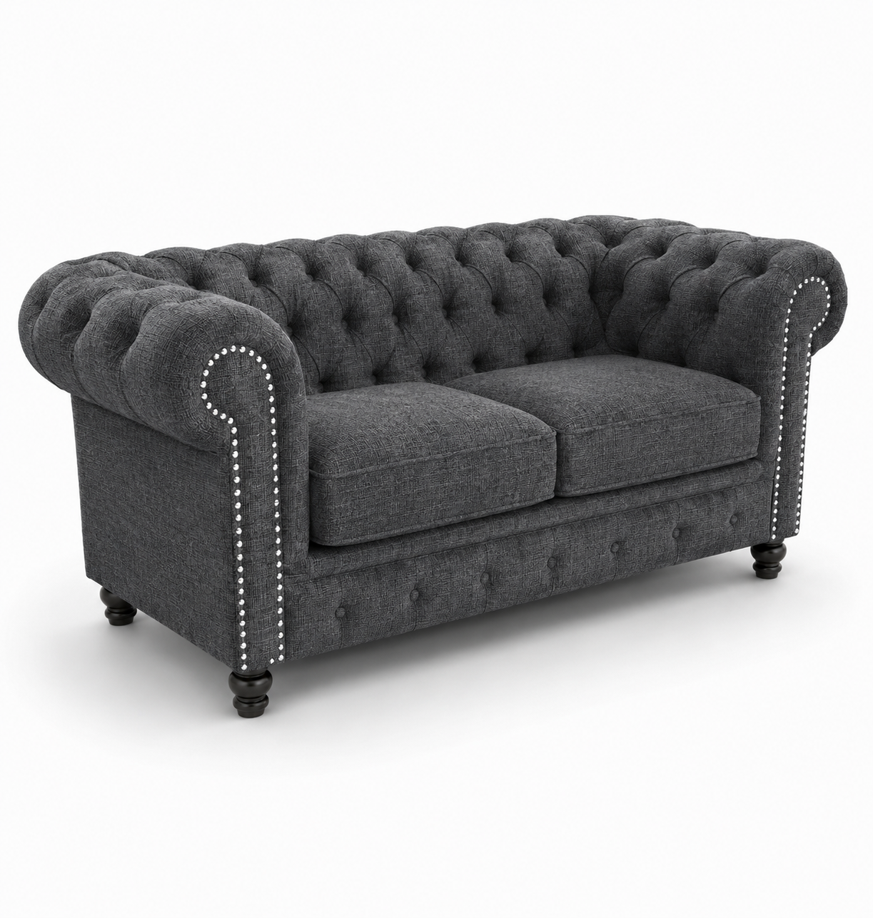 Olympia Chesterfield 3 Seater Chenille Dark Grey Sofa