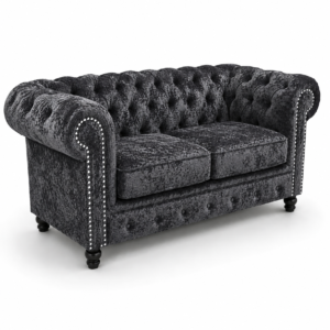 Olympia Chesterfield 3 Seater Crushed Velvet Dark Grey Sofa