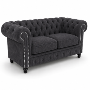 Olympia Chesterfield 3 Seater Jumbo Cord Dark Grey Sofa