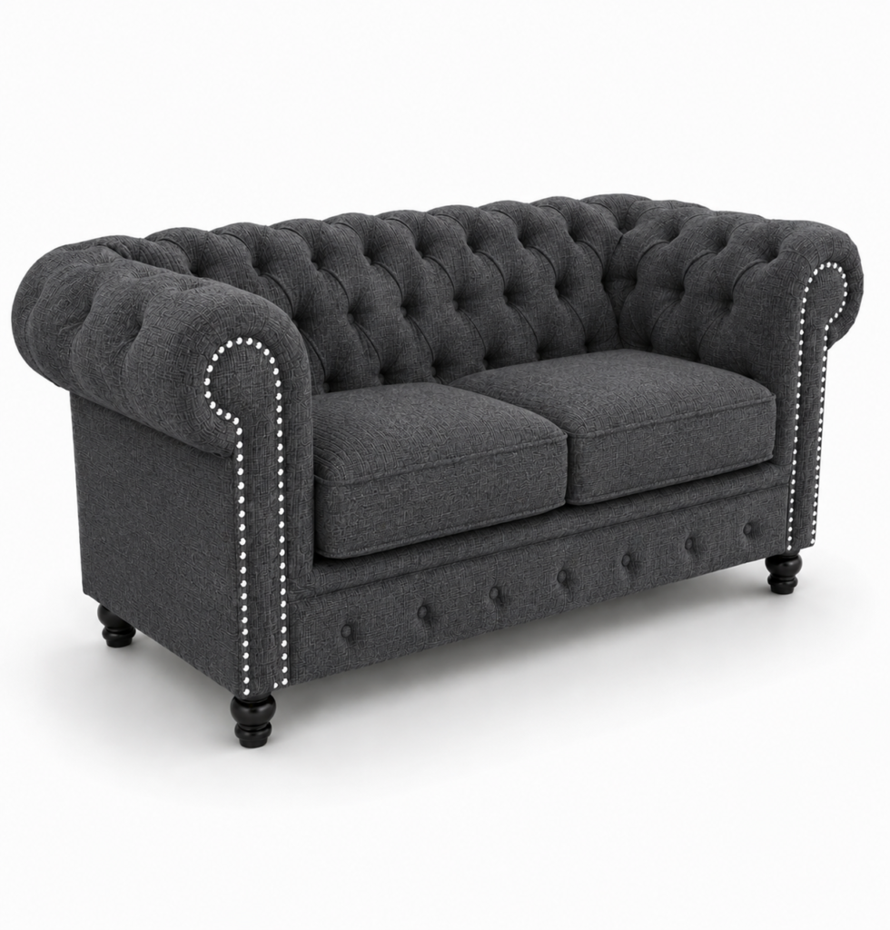 Olympia Chesterfield 3 Seater Naples & Kinsington Dark Grey Sofa