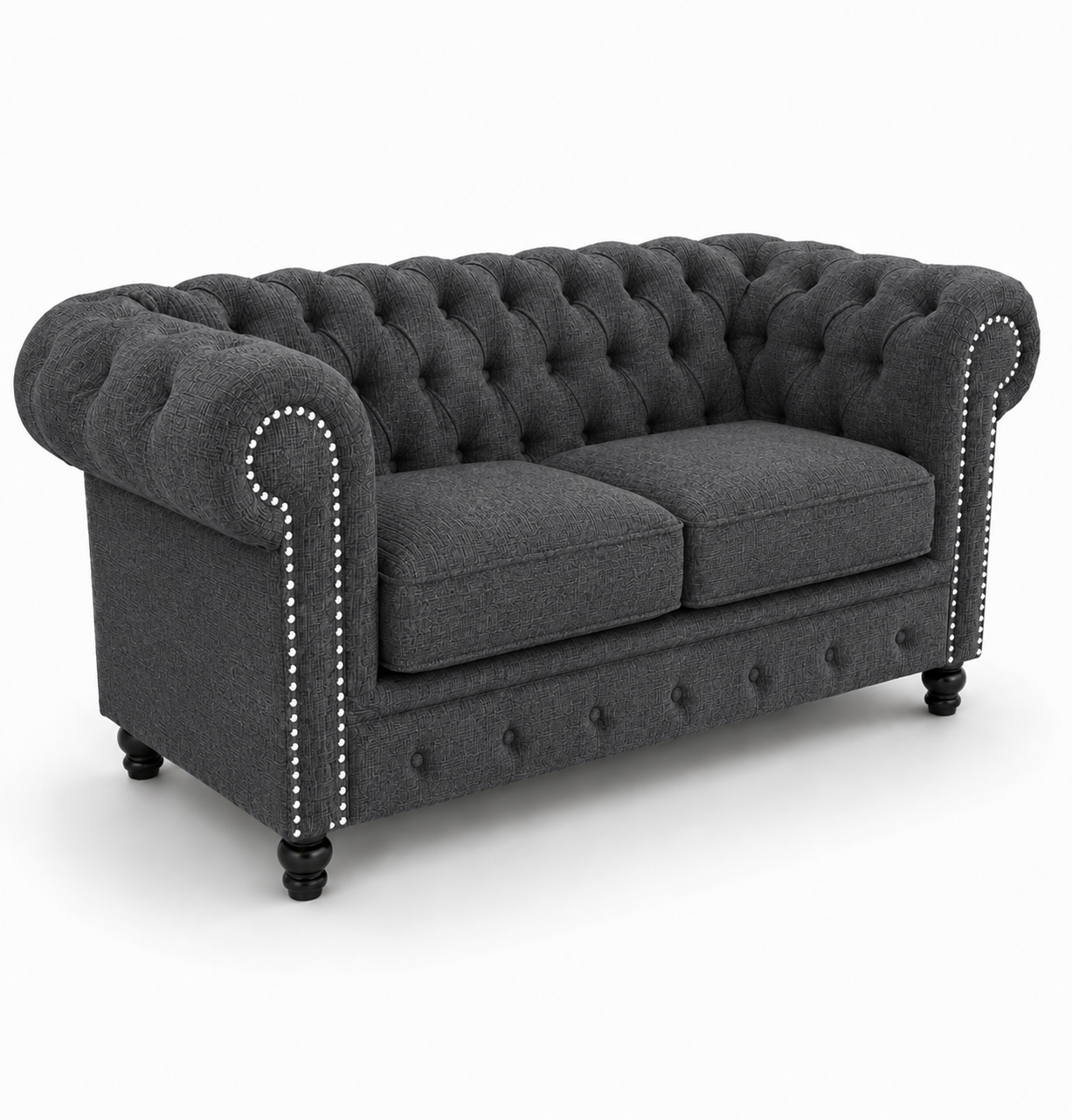 Olympia Chesterfield 3 Seater Naples & Kinsington Dark Grey Sofa