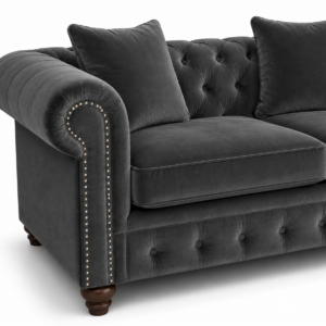 Olympia Chesterfield 3+2 Seater Corner Plush Velvet Dark Grey Sofa 3