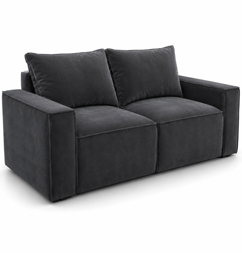 Sloane Sleefy 2 Seater Plush Velvet Dark Grey Sofa