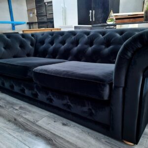 OLYMPIA CHESTERFIELD 3 Seater Plush Velvet Dark Grey Sofa