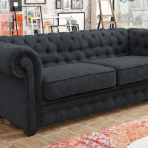 OLYMPIA CHESTERFIELD 2 Seater Naples & Kinsington Dark Grey Sofa
