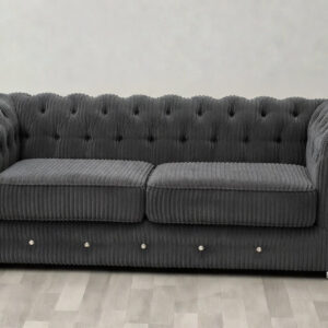OLYMPIA CHESTERFIELD 2 Seater Jumbo Cord Dark Grey Sofa