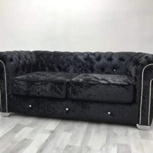 OLYMPIA CHESTERFIELD 2 Seater Crushed Velvet Dark Grey Sofa