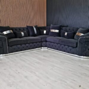 Madrid Chesterfield 5 Seater Corner Naples & Kinsington Dark Grey Sofa