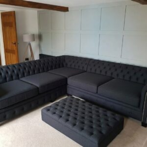 OLYMPIA CHESTERFIELD 5 Seater Corner Sofa Naples & Kinsington Dark Grey Sofa