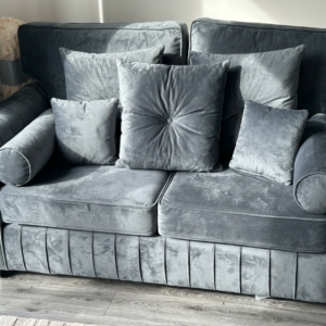 Lilly 2 Seater Plush Velvet Dark Grey Sofa