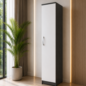 1 Door Wardrobe Single White + Gray lifestyle