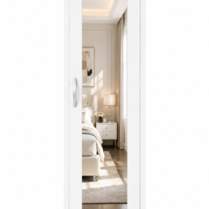 1 Door Wardrobe Single White with mirror front