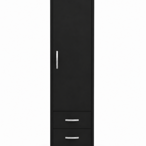 1 Door Wardrobe Single with Bottom Drawers Black front