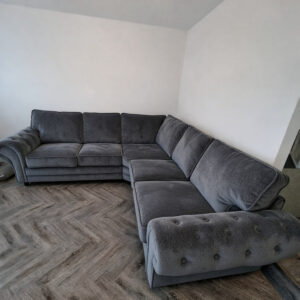 NICOLE 5 Seater Corner Chenille Dark Grey Sofa