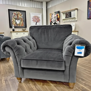 NICOLE 1 Seater Crush Velvet Dark Grey Sofa