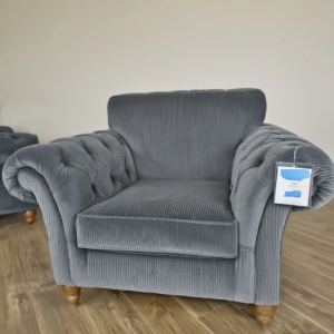 NICOLE 1 Seater Jumbo Cord Dark Grey Sofa | Modern Cozy Ribbed Armchair