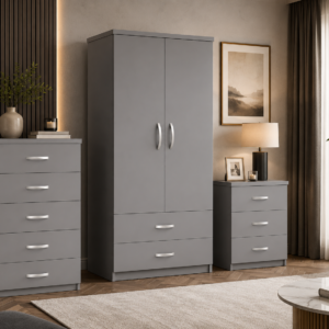 2 Door Wardrobe Set Gray lifestyle