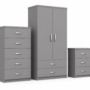 2 Door Wardrobe Set Gray side pose