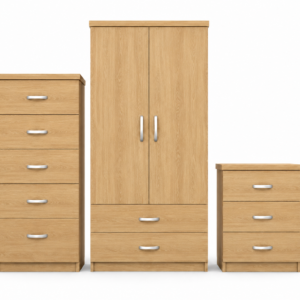 2 Door Wardrobe Set Oak front