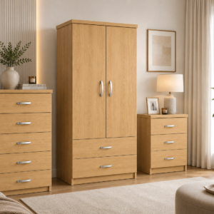 2 Door Wardrobe Set Oak lifestyle