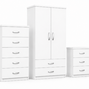 2 Door Wardrobe Set White side pose