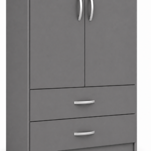 2 Door Wardrobe Single with Bottom Drawers Gray close up