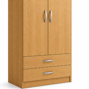 2 Door Wardrobe Single with Bottom Drawers Oak close up