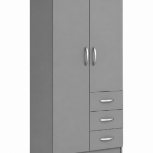 2 Door Wardrobe Single with Drawers Gray side view