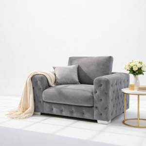 ASHTON 1 Seater Plush Velvet Dark Grey Sofa