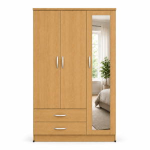 3 Door Wardrobe Oak front