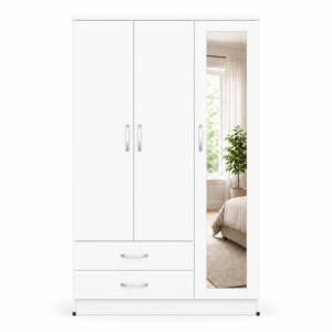 3 Door Wardrobe White front