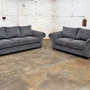 NICOLE 3+2 Seater Plush Velvet Dark Grey Sofa Set