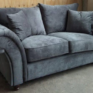 NICOLE 2 Seater Plush Velvet Dark Grey Sofa