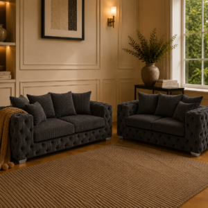 ASHTON 3+2 Seater Jumbo Cord Dark Grey Sofa 4