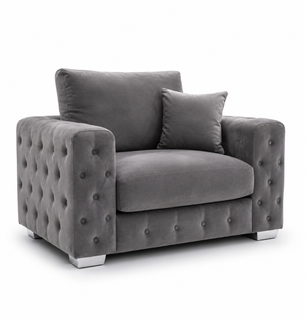 Ashton 1 Seater Plush Velvet Dark Grey Sofa
