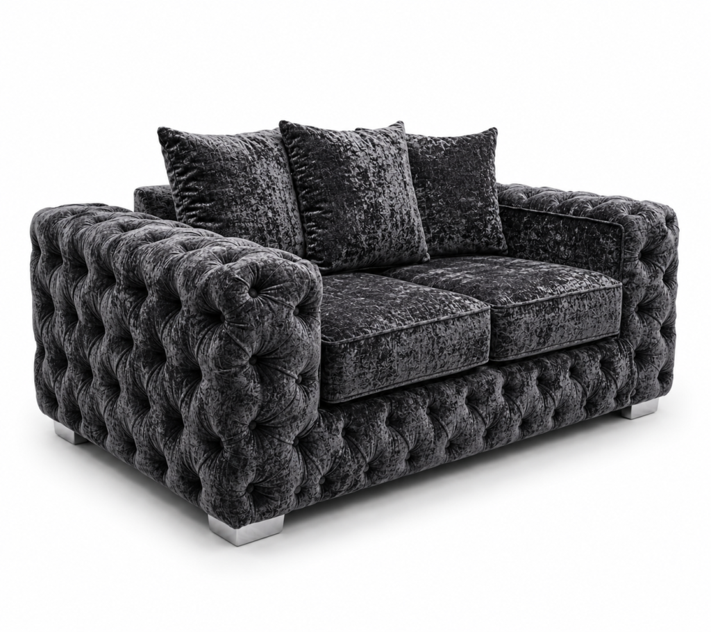 Ashton 2 Seater Crush Velvet Dark Grey Sofa