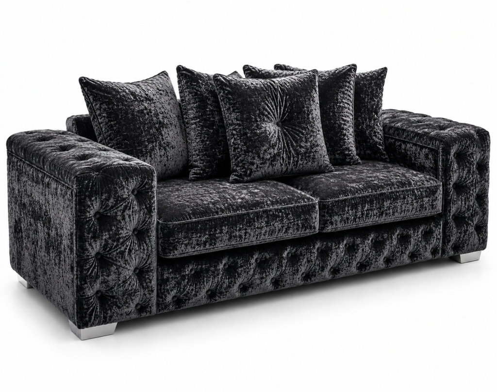 Ashton 3 Seater Crush Velvet Dark Grey Sofa