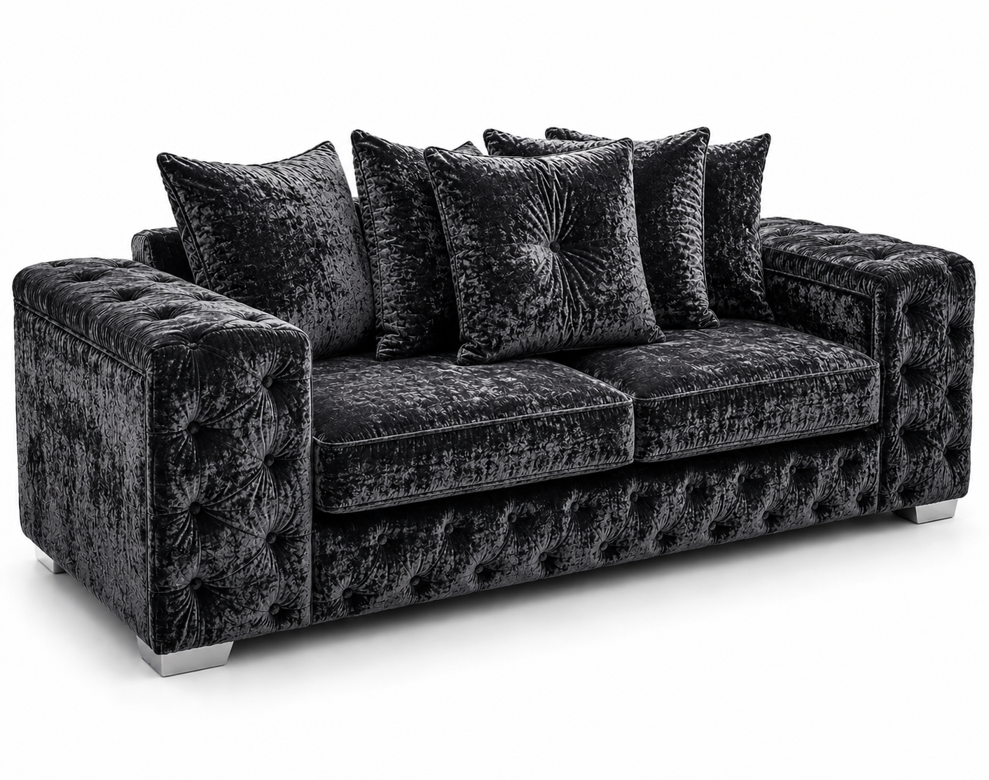 Ashton 3 Seater Crush Velvet Dark Grey Sofa