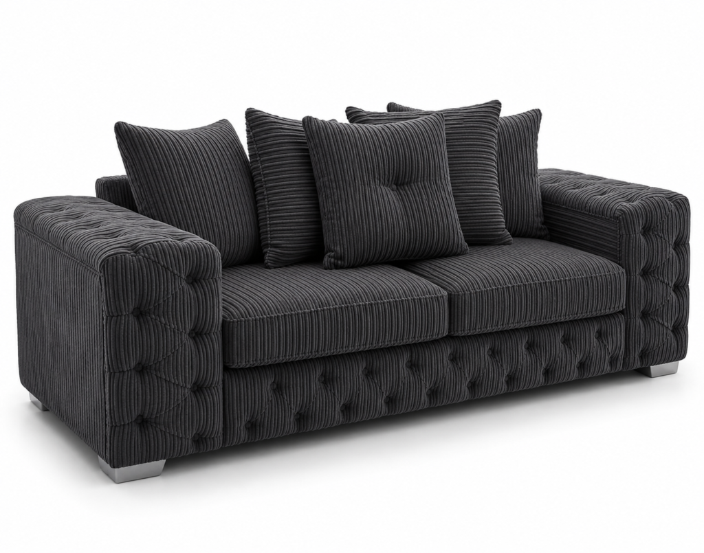 Ashton 3 Seater Jumbo Cord Dark Grey Sofa