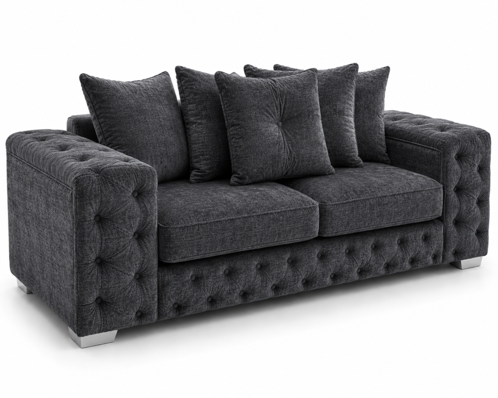 Ashton 3 Seater Naples & Kinsington Dark Grey Sofa