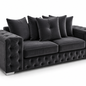 Ashton 3 Seater Plush Velvet Dark Grey Sofa