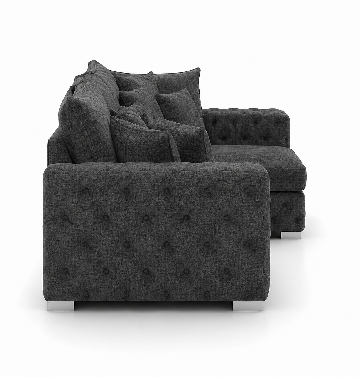 Ashton 5 Seater Corner L-Shape Chenille Dark Grey Sofa 2