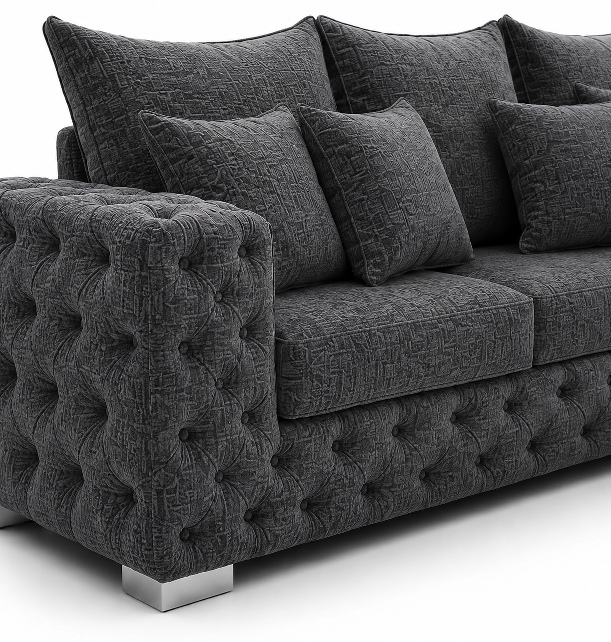 Ashton 5 Seater Corner L-Shape Chenille Dark Grey Sofa 3