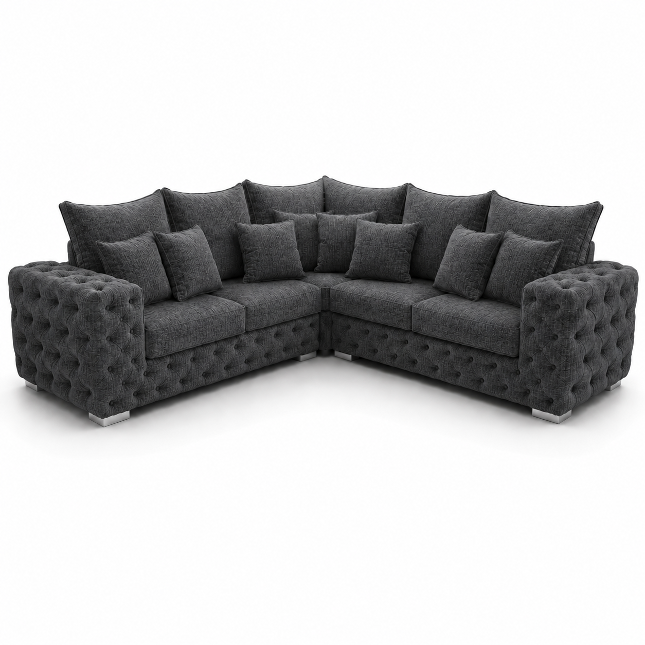 Ashton 5 Seater Corner L-Shape Chenille Dark Grey Sofa