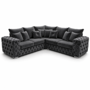Ashton 5 Seater Corner Sofa Plush Velvet Dark Grey