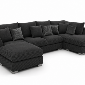 Bishop Large U Shape 5 Seater Jumbo Cord Dark Grey Sofa