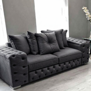 ASHTON 3 Seater Chenille Dark Grey Sofa